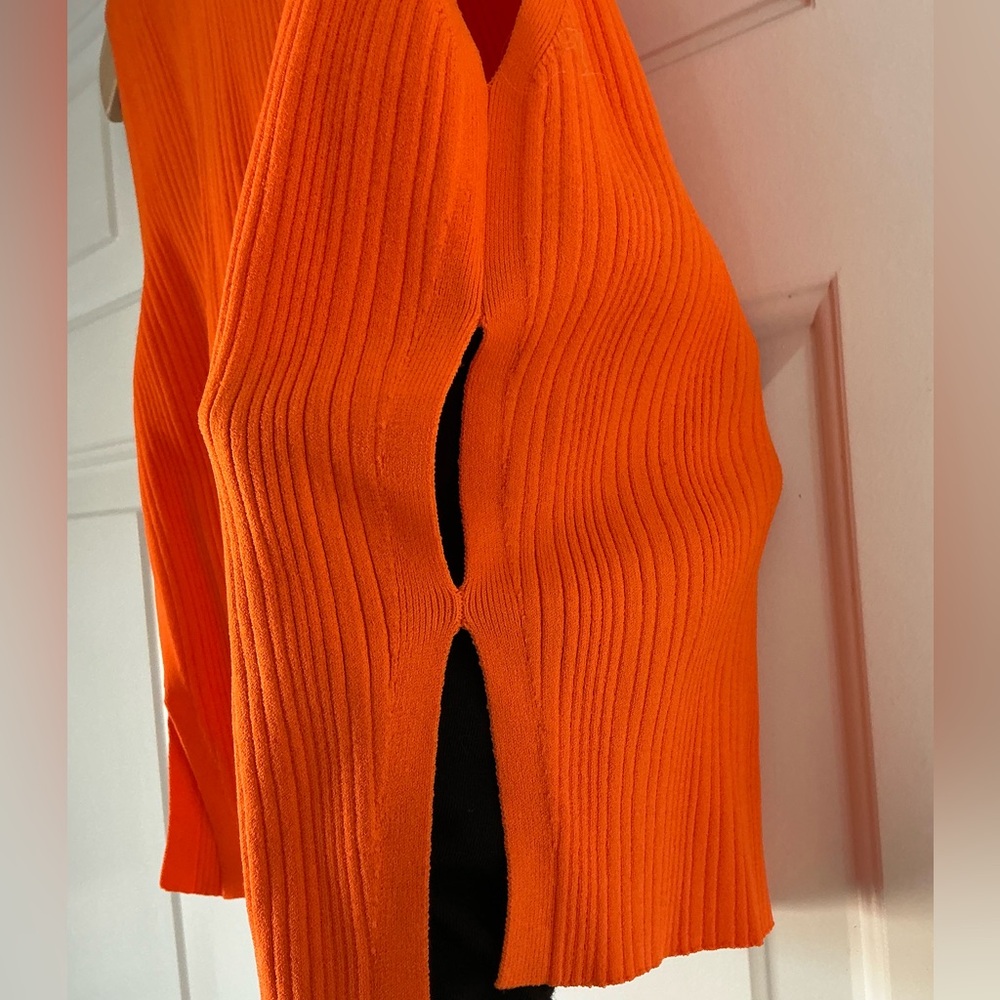 Frame Women’s Orange Ribbed Cit Out Sleeveless Top L - Picture 13 of 15